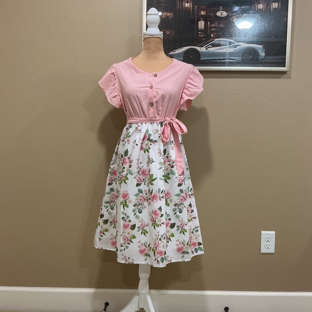 PatPat Pink Floral Mini Dress